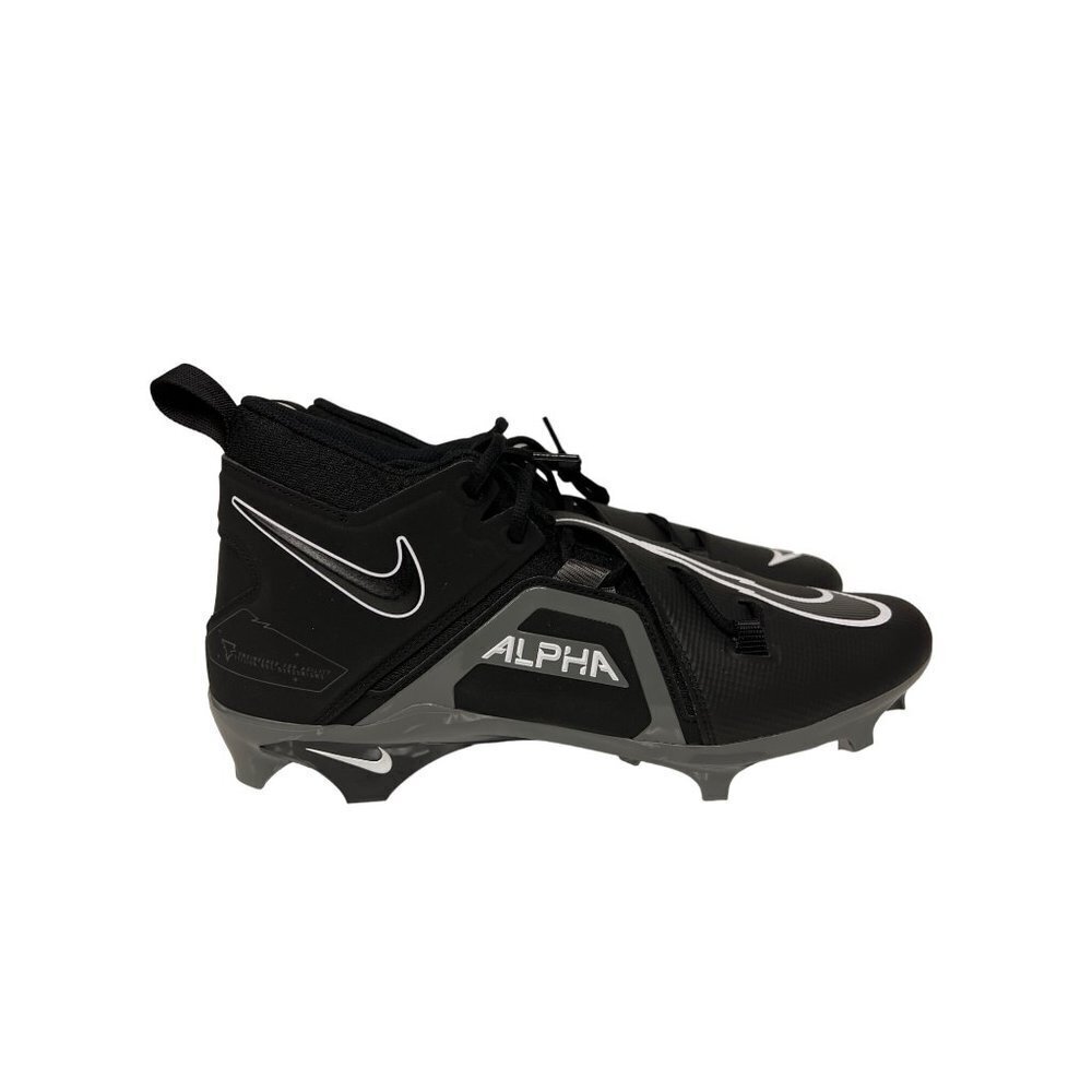 NEW! Nike Alpha Menace Pro 3 Mid Football Cleats Black Iron Grey Men's Size 13